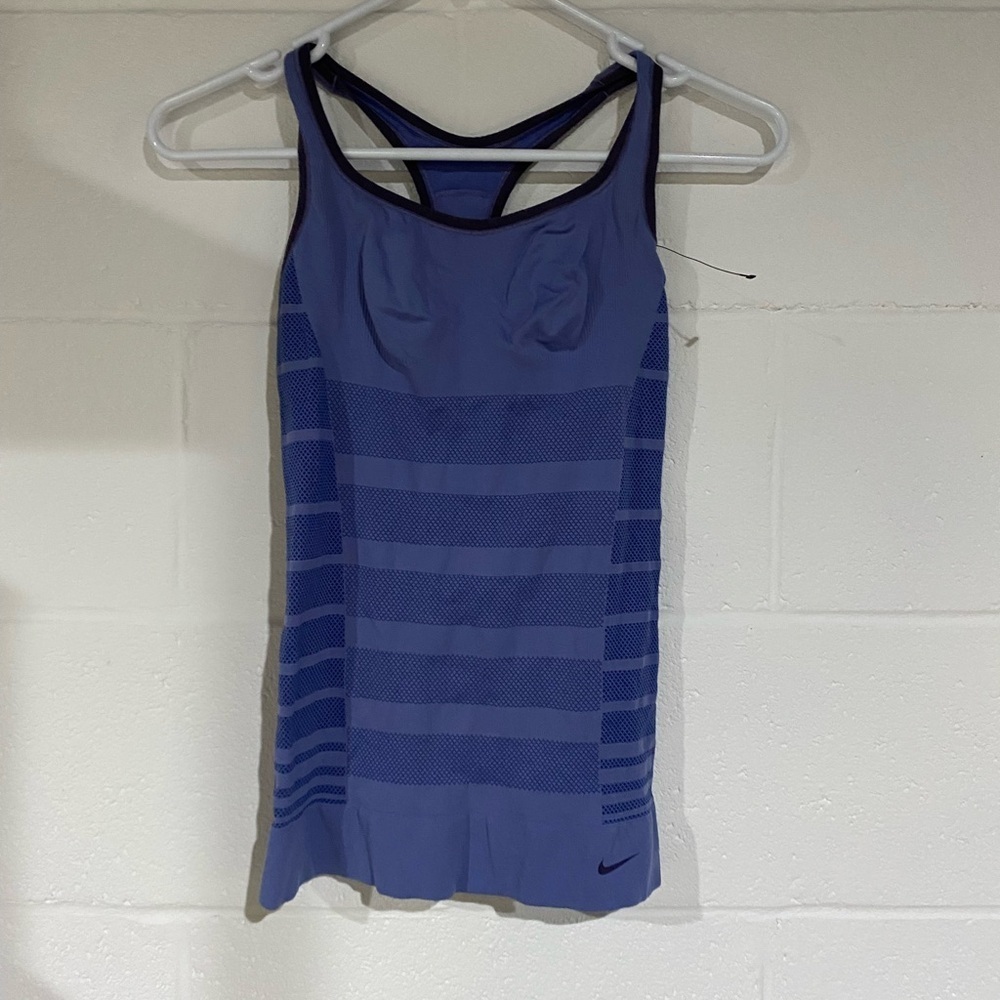 Nike Blue Striped Tank Top small